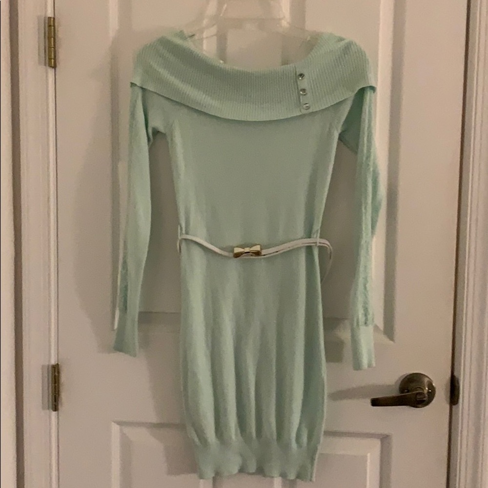 Candie’s Sweater Dress with White Bow Belt